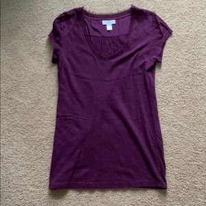 Purple swoop neck shirt